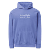 Just A Girl Who Loves Her Dane Garment-dyed Hoodie . Flo Blue