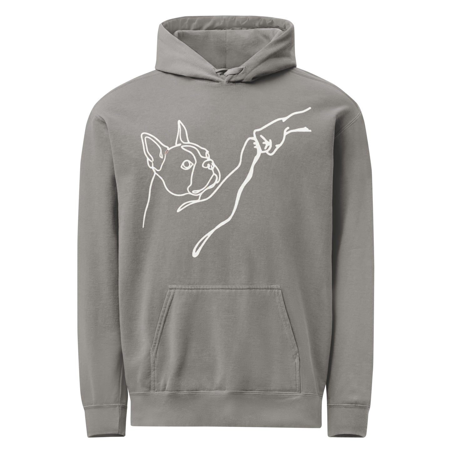 Dog Fist Bump Unisex Garment-Dyed Hoodie . Grey