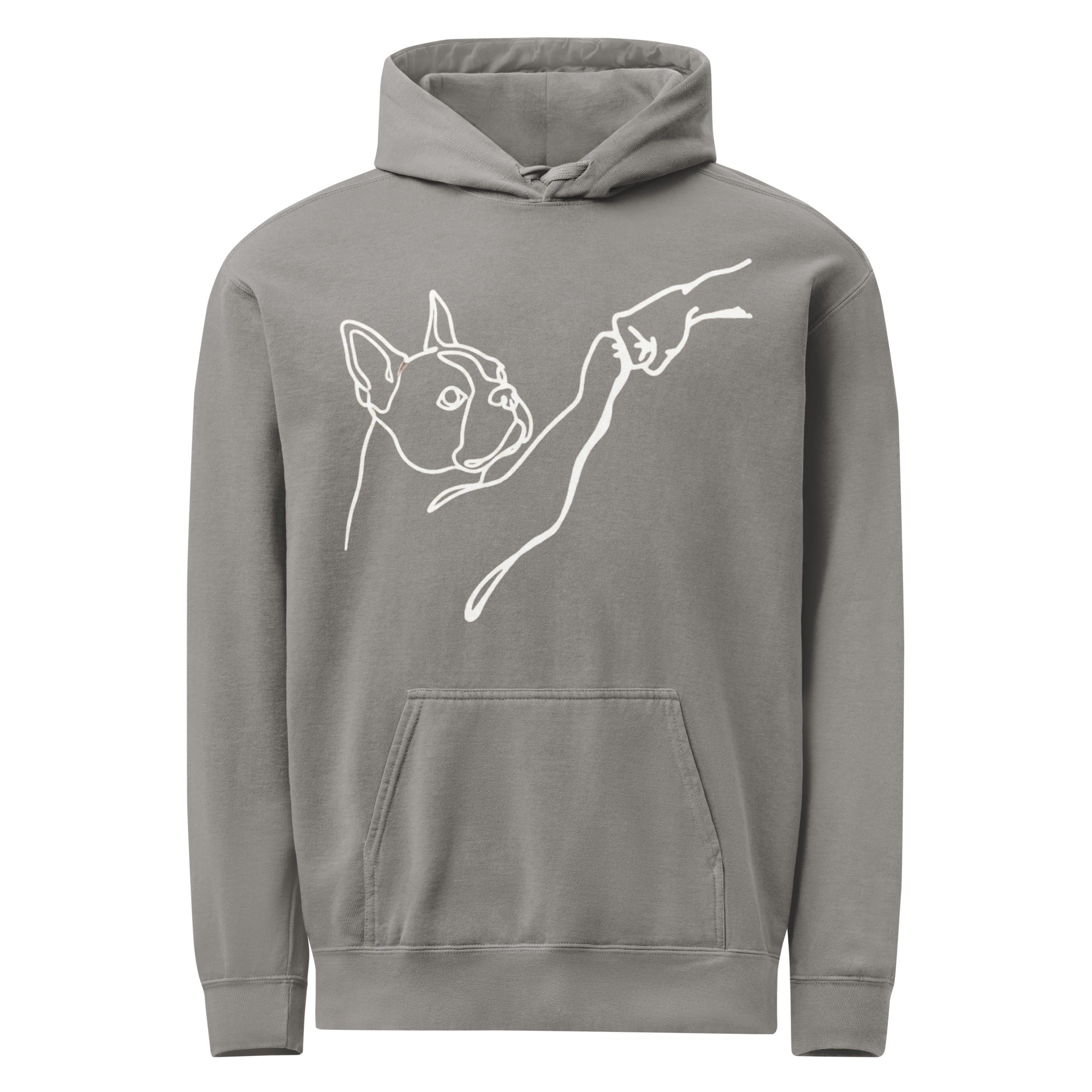 Dog Fist Bump Unisex Garment-Dyed Hoodie . Grey