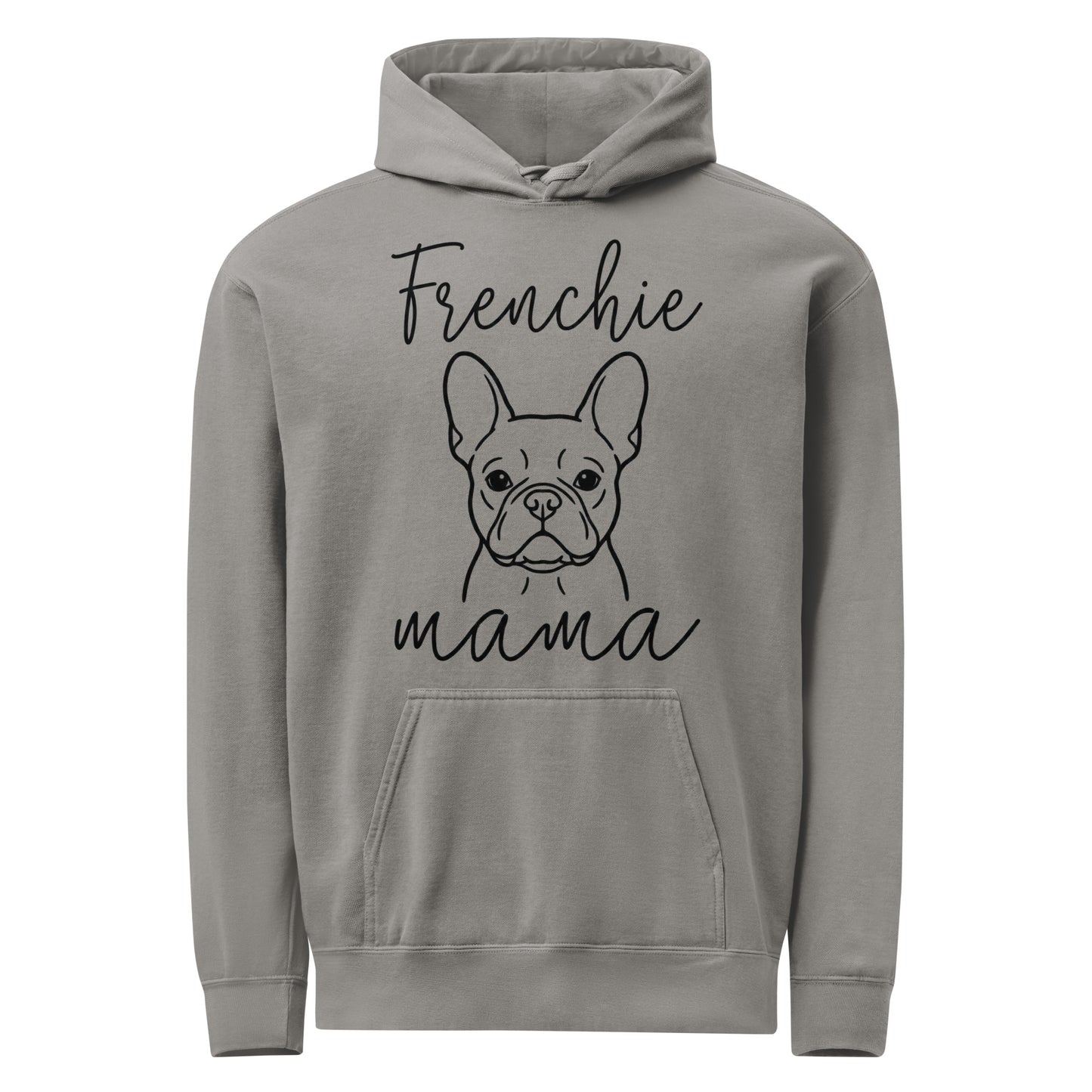 French Bulldog Frenchie Mama Mode Garment-dyed Hoodie . Grey