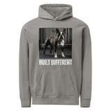Built Different Strong Boston Terrier Dog Gym Workout Unisex Garment-dyed Hoodie . Grey