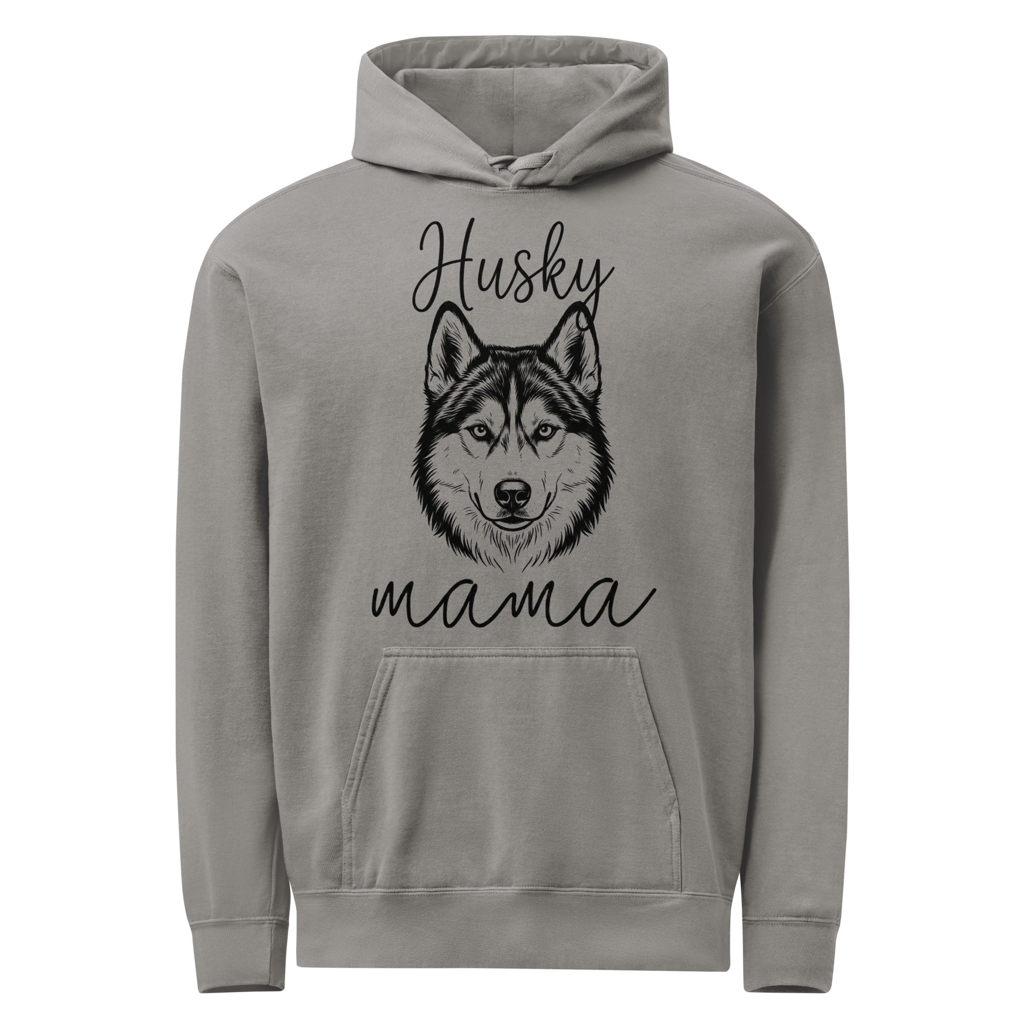 Husky Mama Mode Garment-dyed Hoodie . Grey