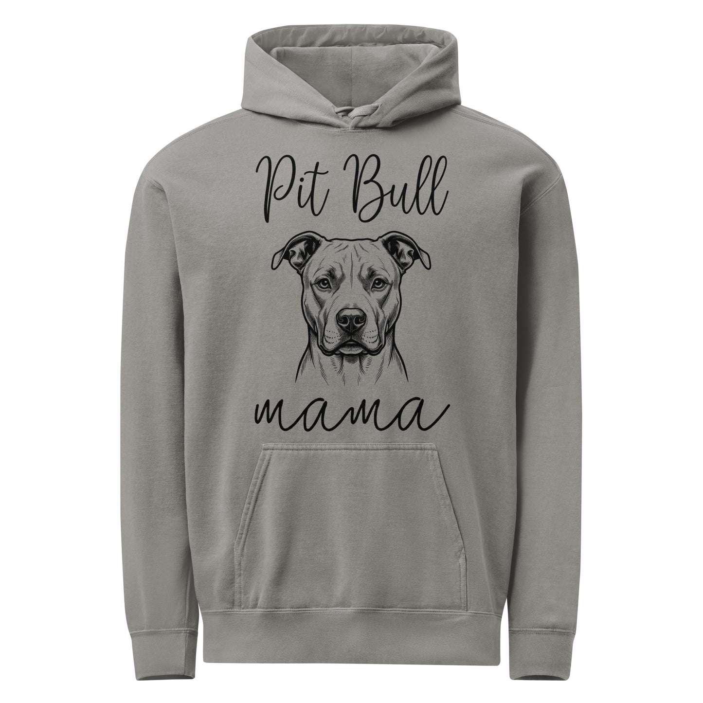 Pit Bull Mama Mode Garment-dyed Hoodie . Grey