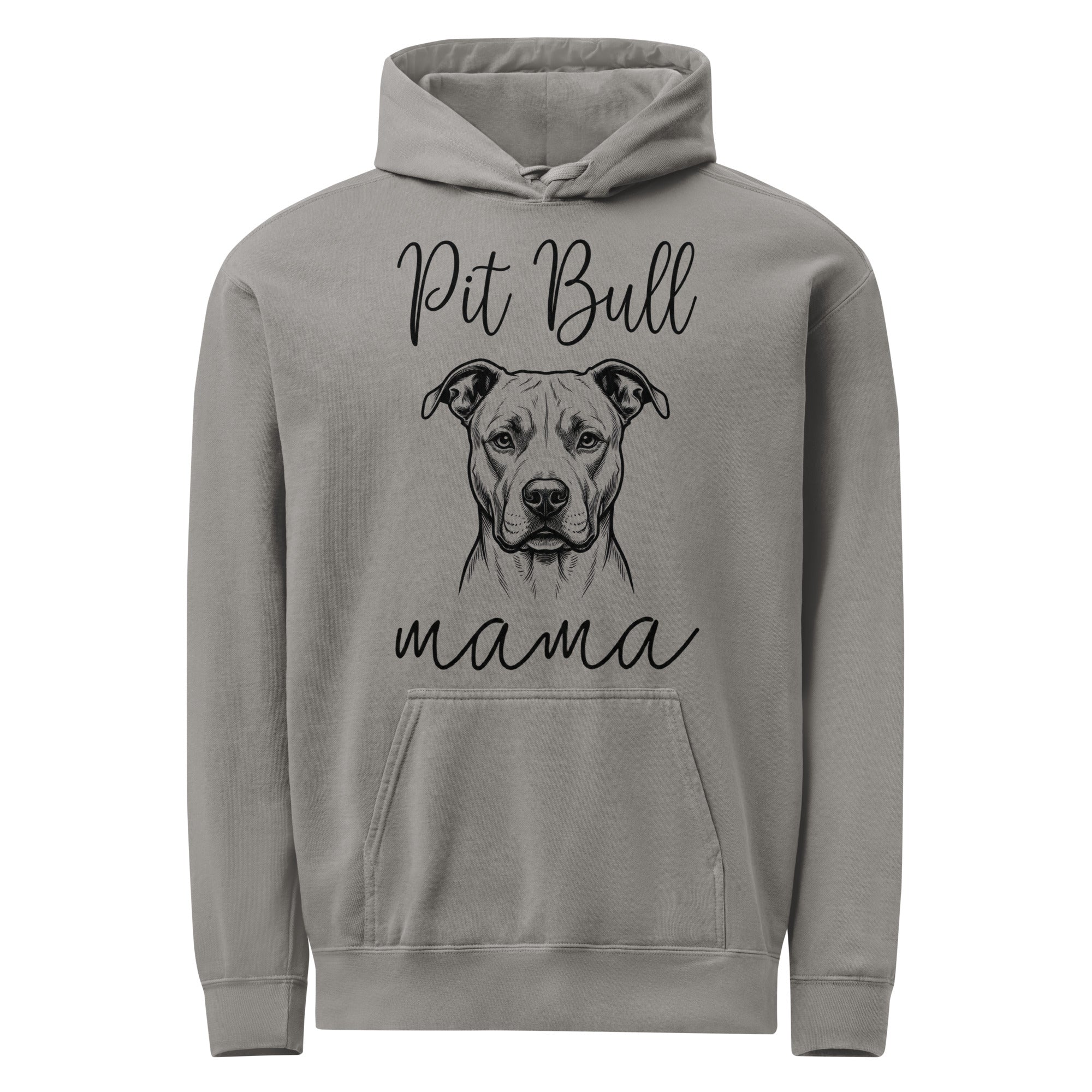 Pit Bull Mama Mode Garment-dyed Hoodie . Grey