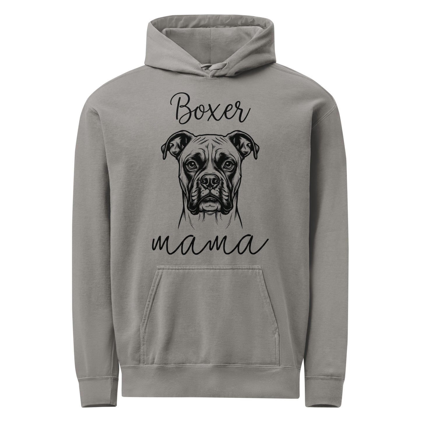 Boxer Mama Mode Unisex Garment-dyed Hoodie . Grey