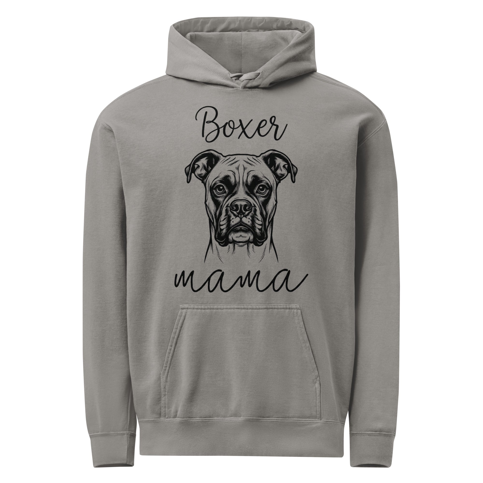 Boxer Mama Mode Unisex Garment-dyed Hoodie . Grey