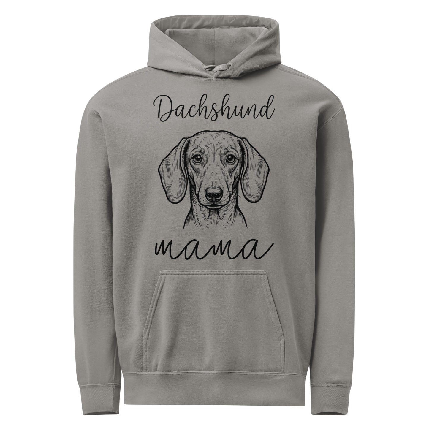 Dachshund Mama Mode Garment-dyed Hoodie . Grey