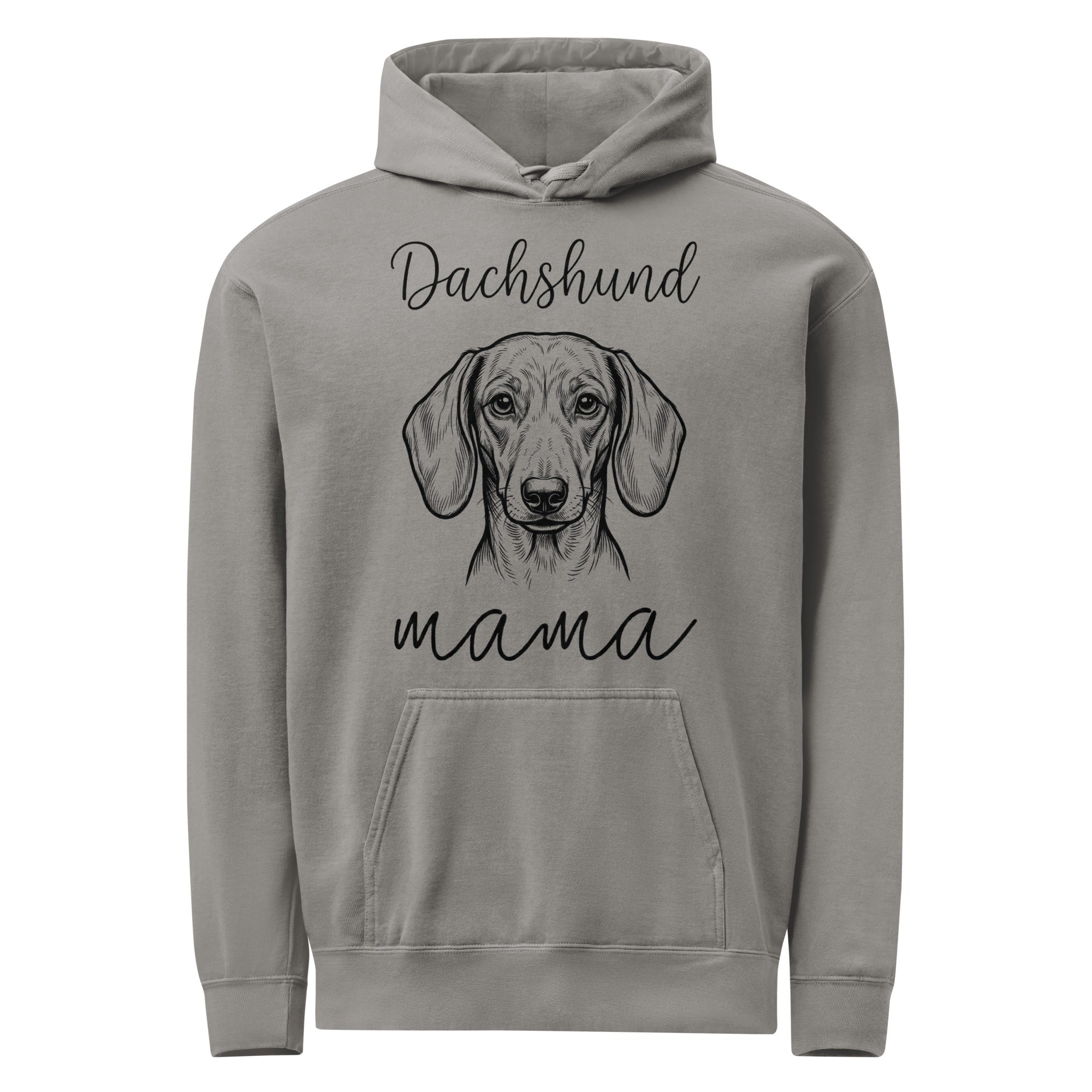 Dachshund Mama Mode Garment-dyed Hoodie . Grey