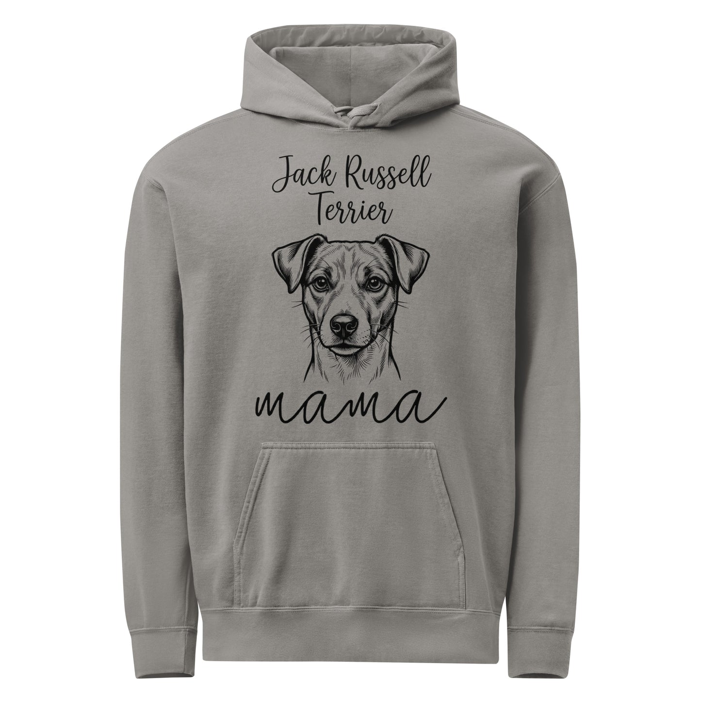 Jack Russell Terrier Mama Mode Garment-dyed Hoodie . Grey