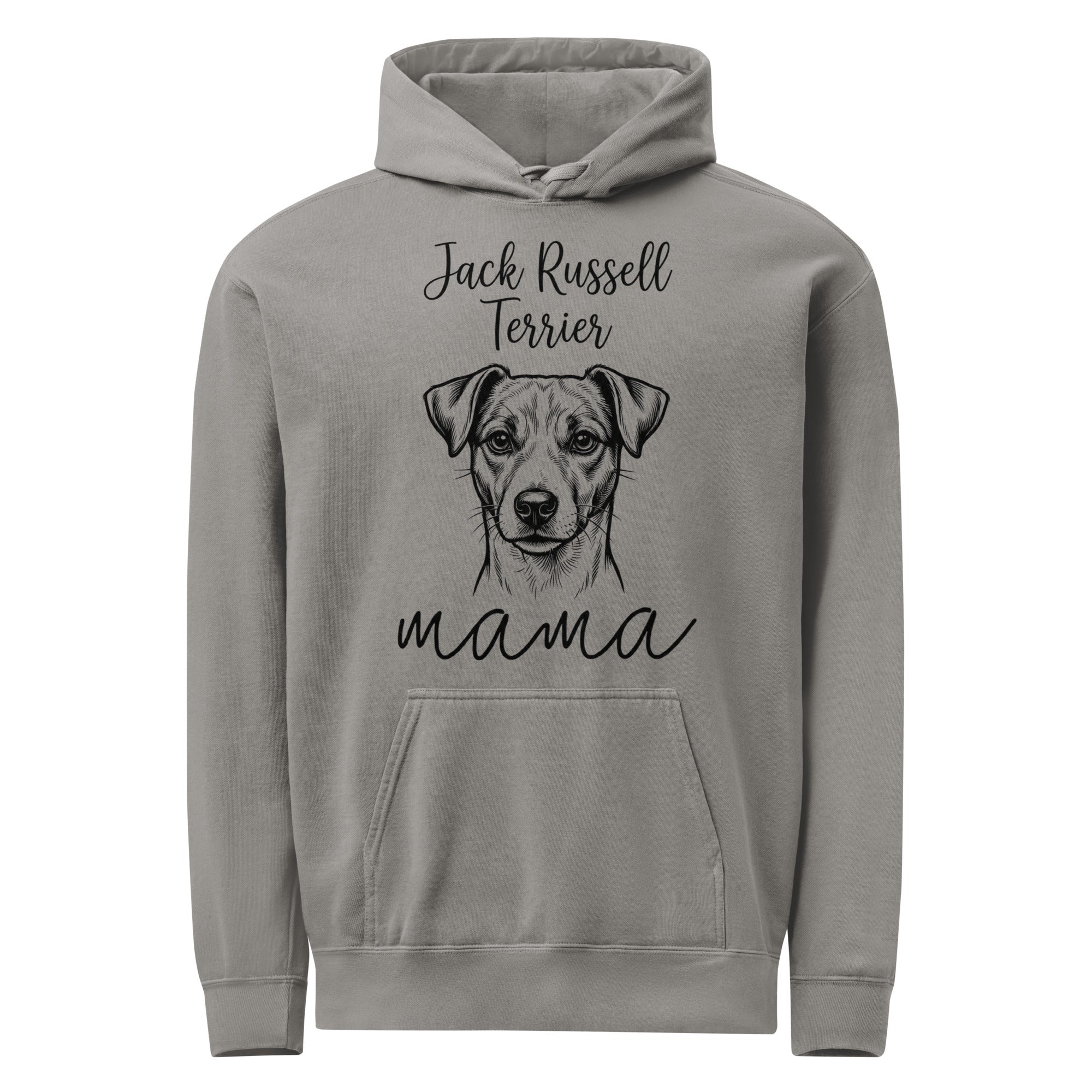 Jack Russell Terrier Mama Mode Garment-dyed Hoodie . Grey