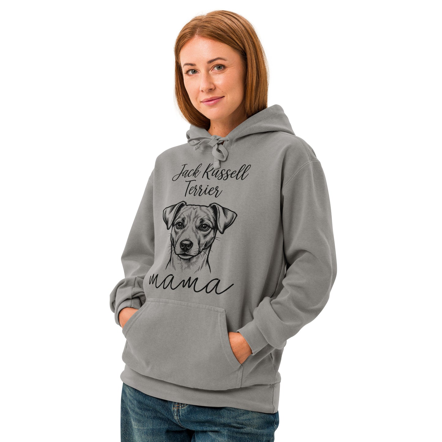 Jack Russell Terrier Mama Mode Garment-dyed Hoodie .