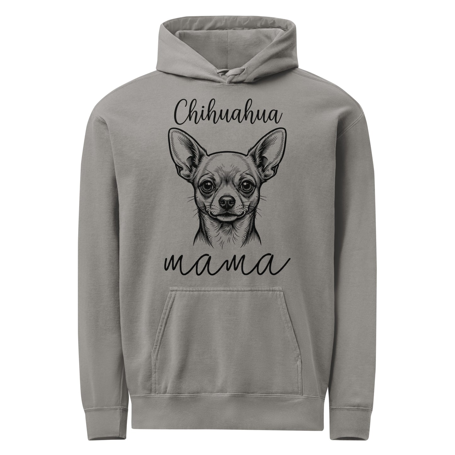 Chihuahua Mama Mode Garment-dyed Hoodie . Grey