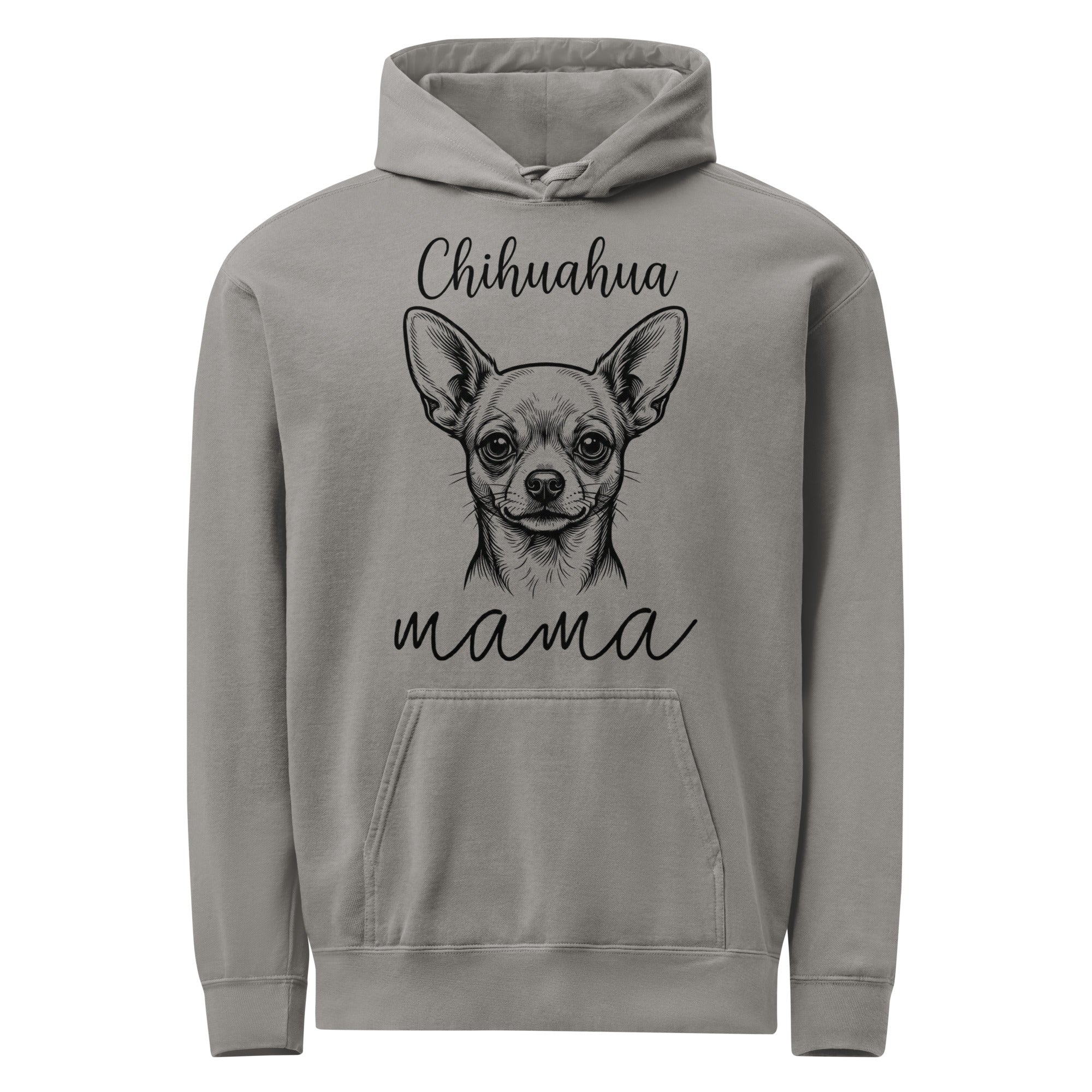 Chihuahua Mama Mode Garment-dyed Hoodie . Grey