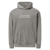 Just A Girl Who Loves Her Bulldog Unisex Garment-dyed Hoodie . Grey