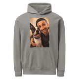Custom Caricature Dog And Owner Portrait Unisex Garment-dyed Hoodie . Grey