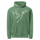 Dog Fist Bump Unisex Garment-Dyed Hoodie . Light Green