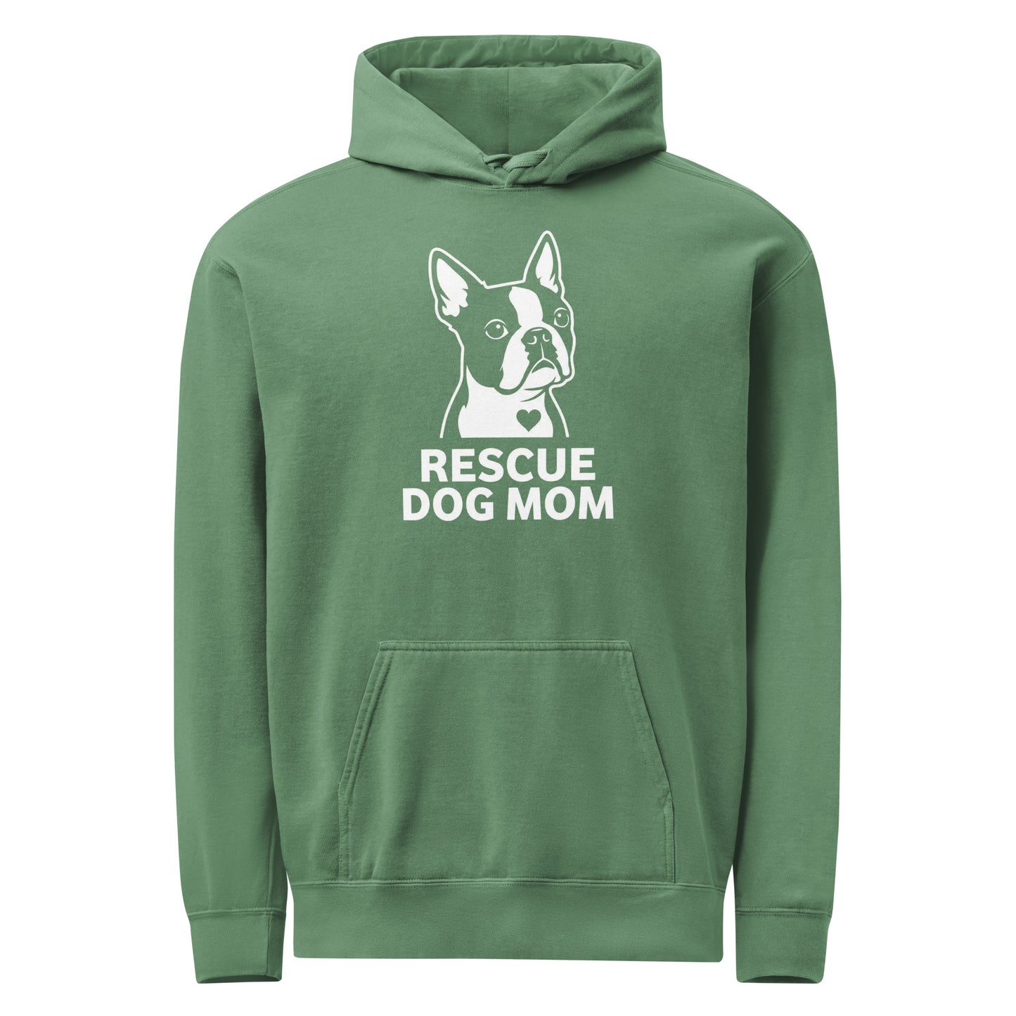 Rescue Dog Mom Garment-Dyed Hoodie . Light Green