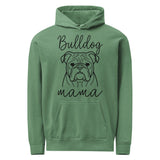 English Bulldog Mama Mode Garment-dyed Hoodie . Light Green