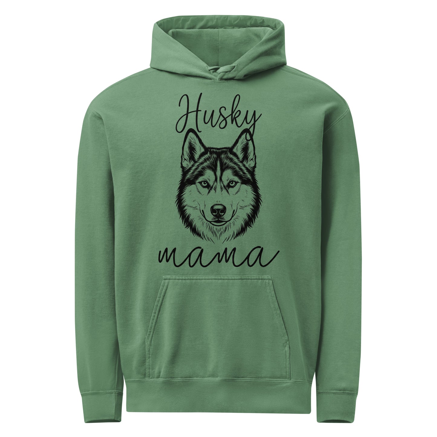 Husky Mama Mode Garment-dyed Hoodie . Light Green