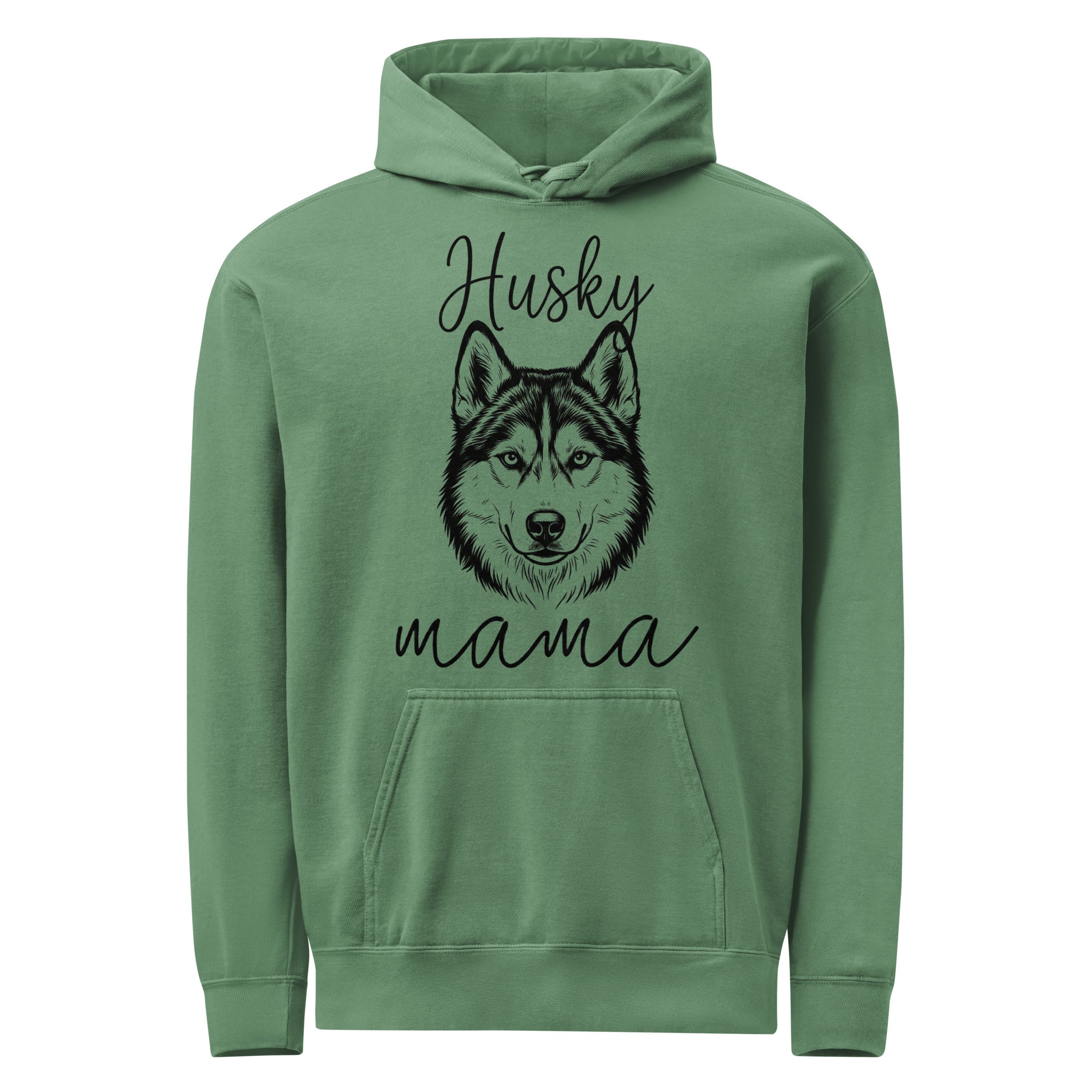 Husky Mama Mode Garment-dyed Hoodie . Light Green