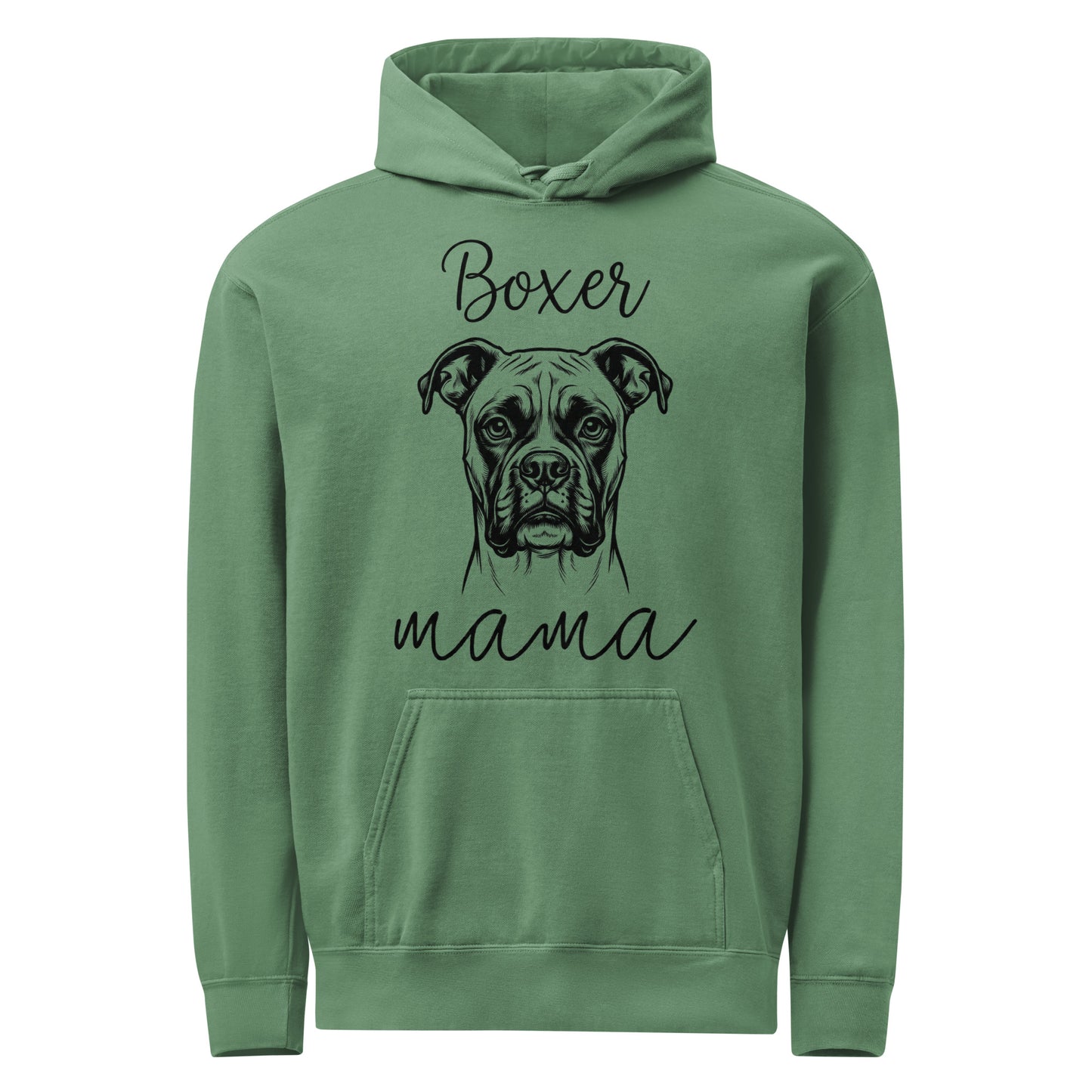 Boxer Mama Mode Unisex Garment-dyed Hoodie . Light Green