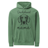 Dachshund Mama Mode Garment-dyed Hoodie . Light Green