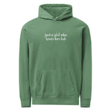 Just A Girl Who Loves Her Lab Garment-dyed Hoodie . Light Green
