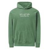Just A Girl Who Loves Her Border Collie BC Garment-dyed Hoodie . Light Green