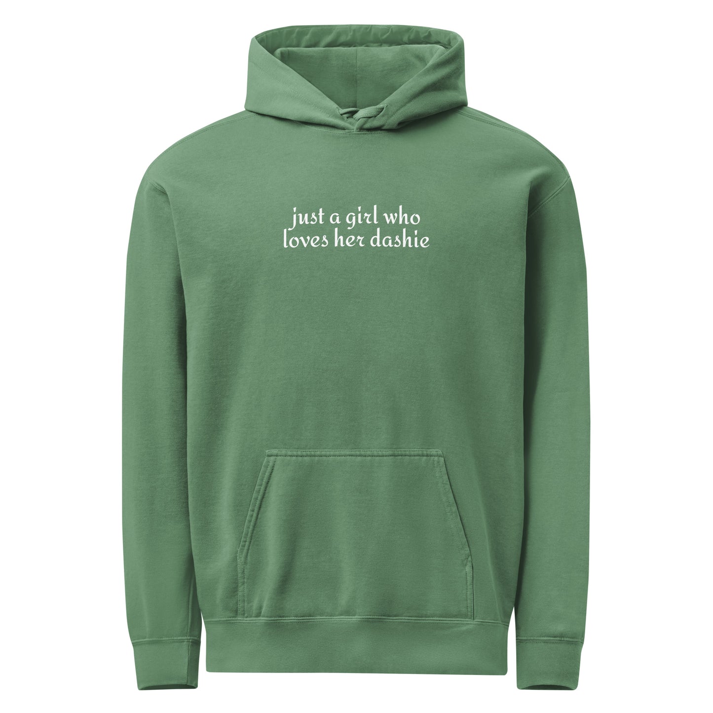 Just A Girl Who Loves Her Dashie Garment-dyed Hoodie . Light Green