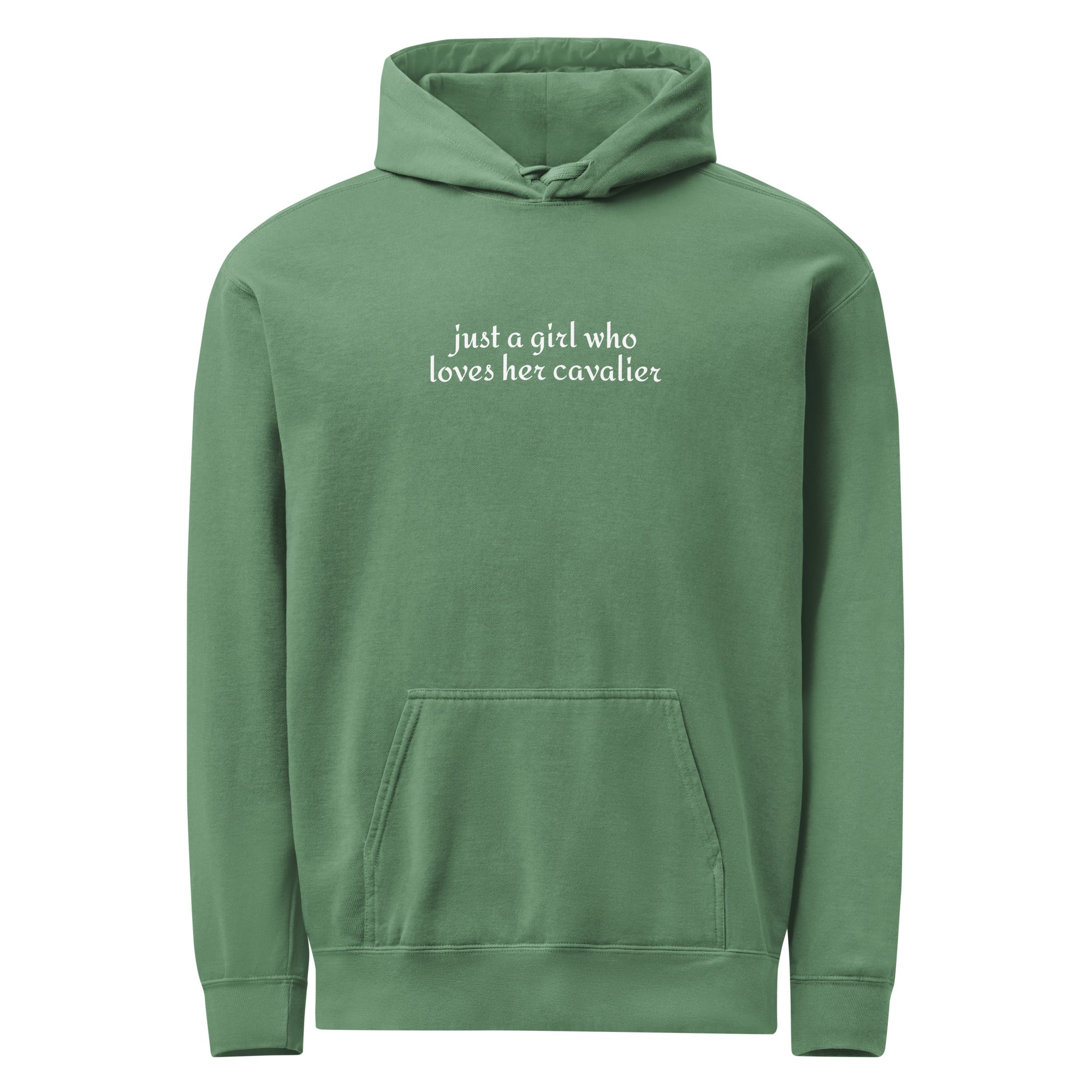 Just A Girl Who Loves Her Cavalier King Charles Spaniel Garment-dyed Hoodie . Light Green