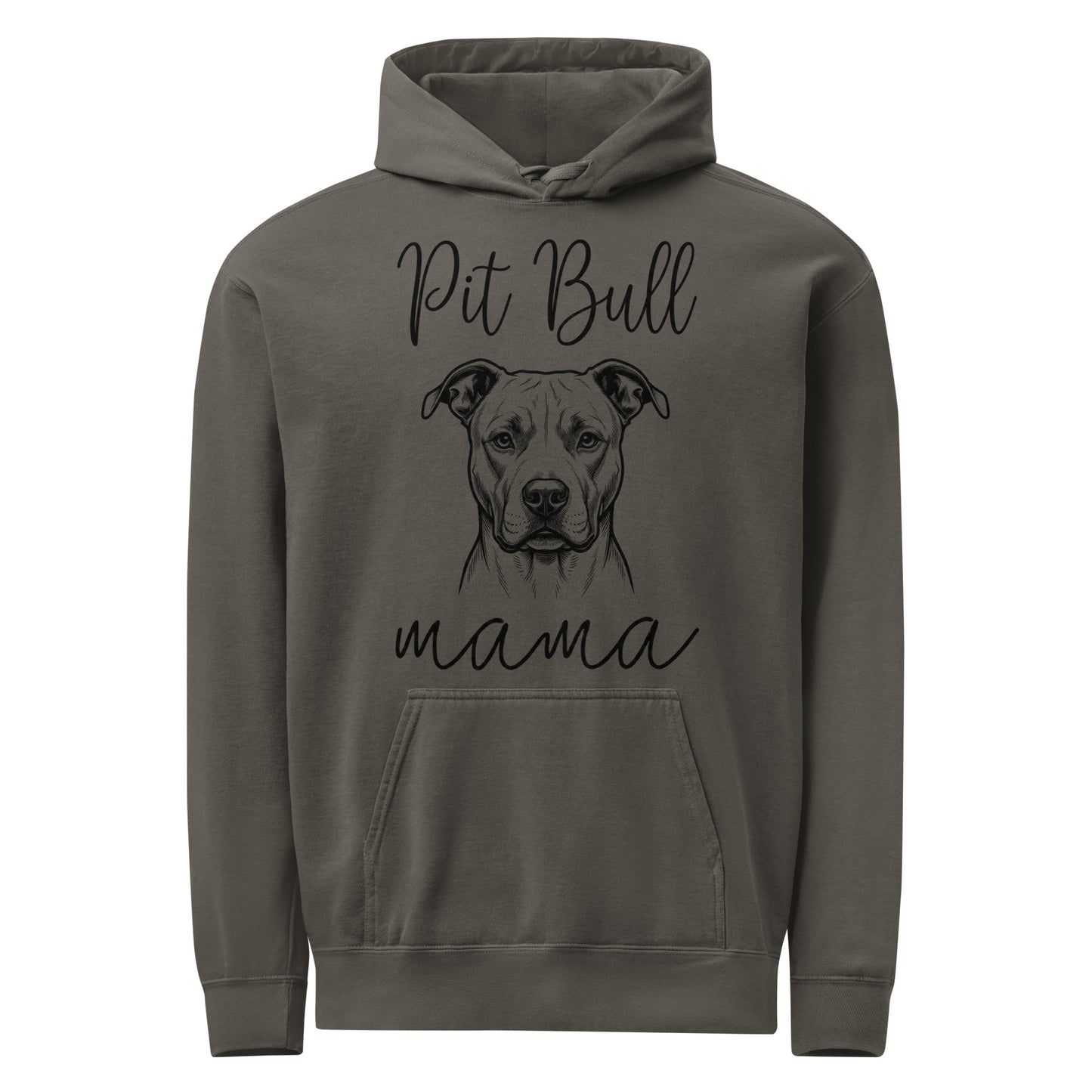 Pit Bull Mama Mode Garment-dyed Hoodie . Pepper