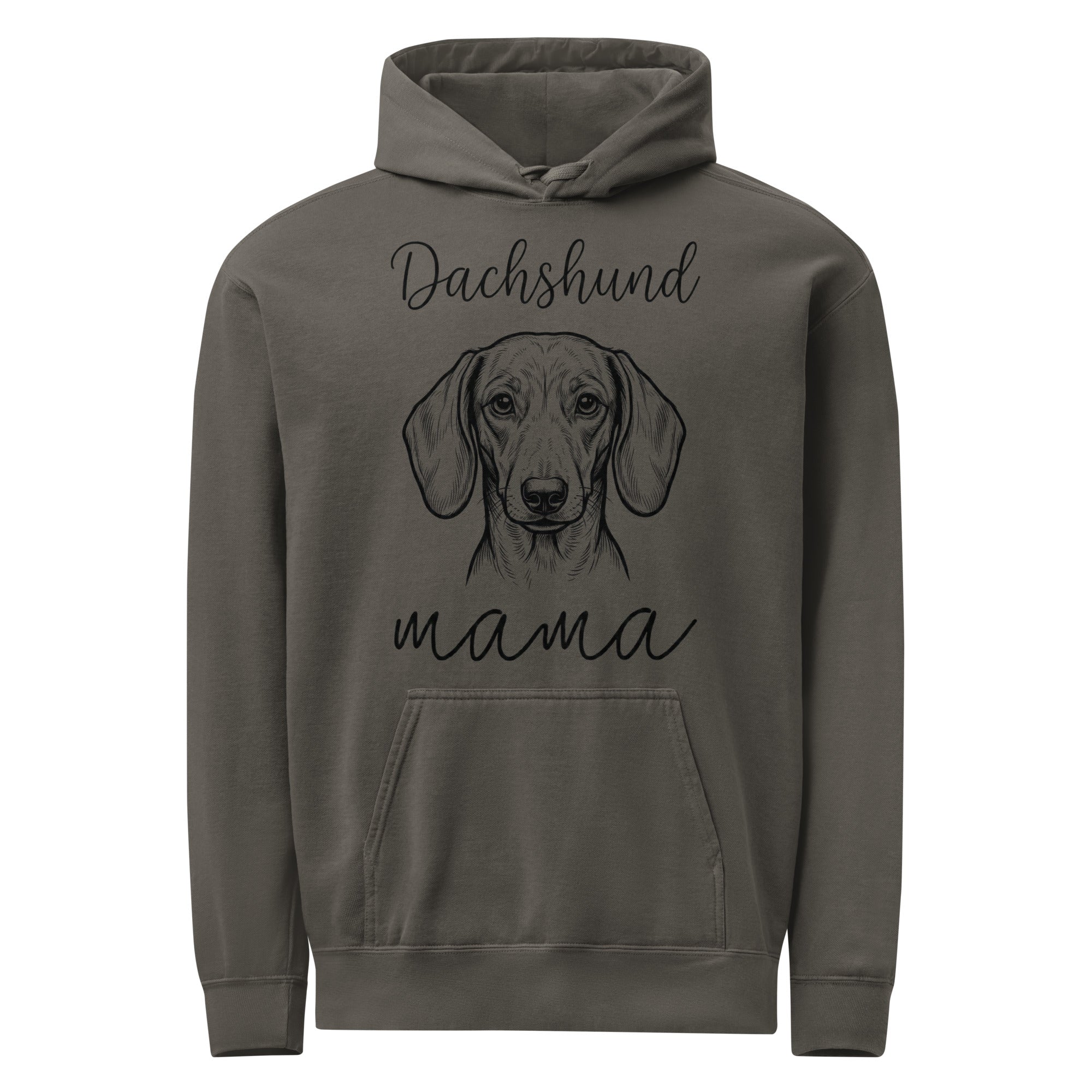 Dachshund Mama Mode Garment-dyed Hoodie . Pepper