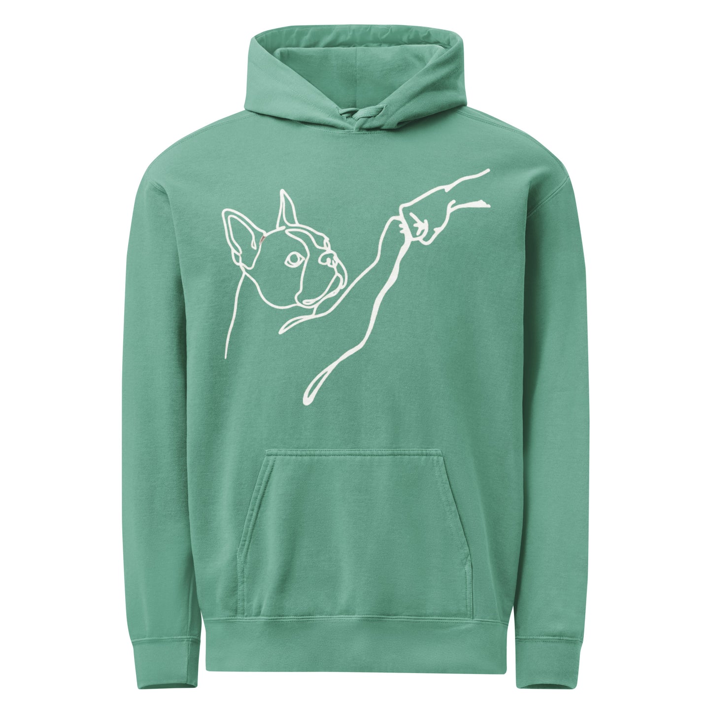 Dog Fist Bump Unisex Garment-Dyed Hoodie . Seafoam