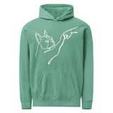 Dog Fist Bump Unisex Garment-Dyed Hoodie . Seafoam