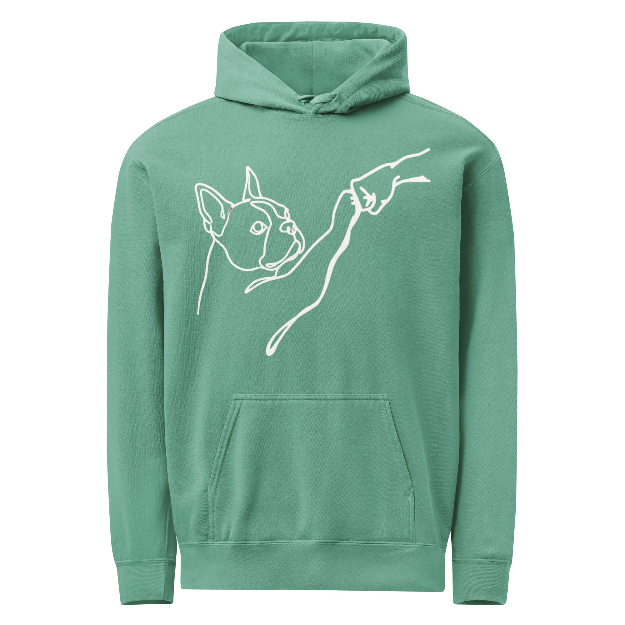 Dog Fist Bump Unisex Garment-Dyed Hoodie . Seafoam