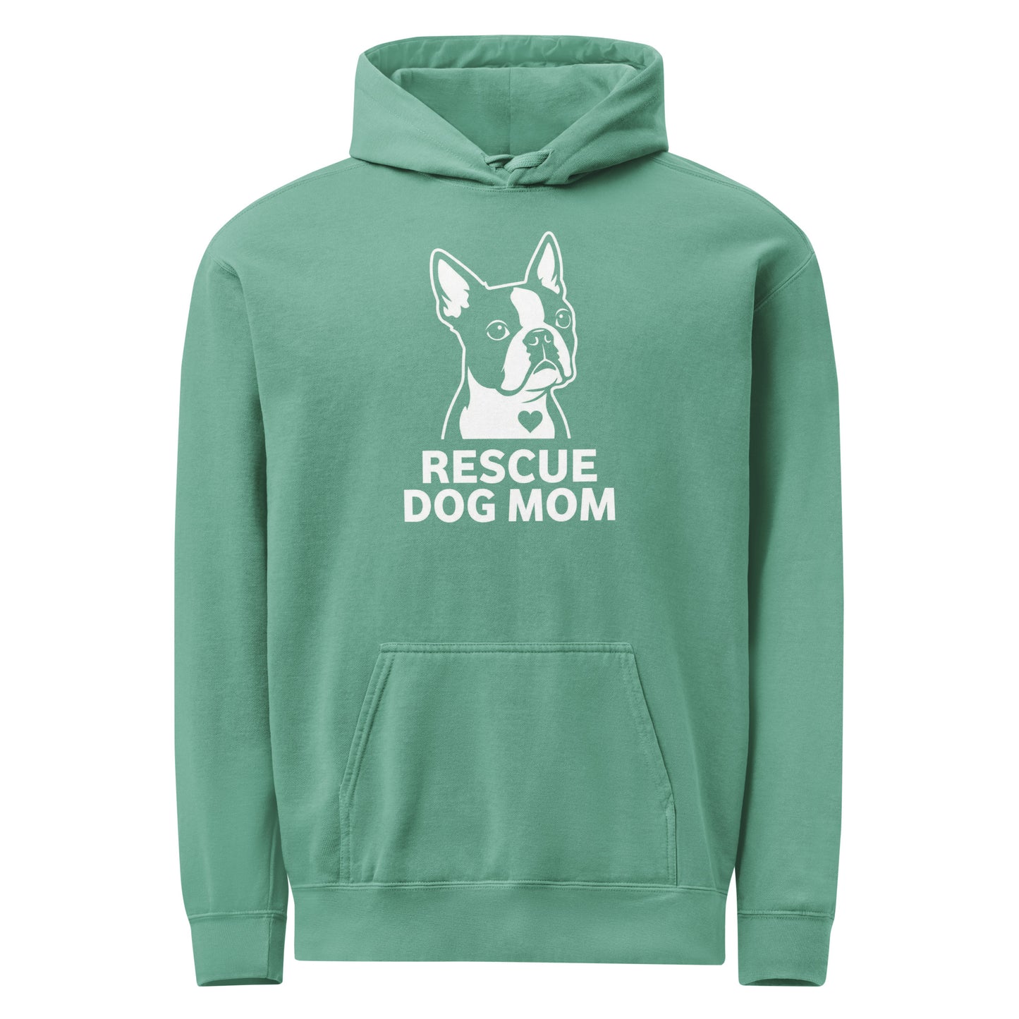 Rescue Dog Mom Garment-Dyed Hoodie . Seafoam