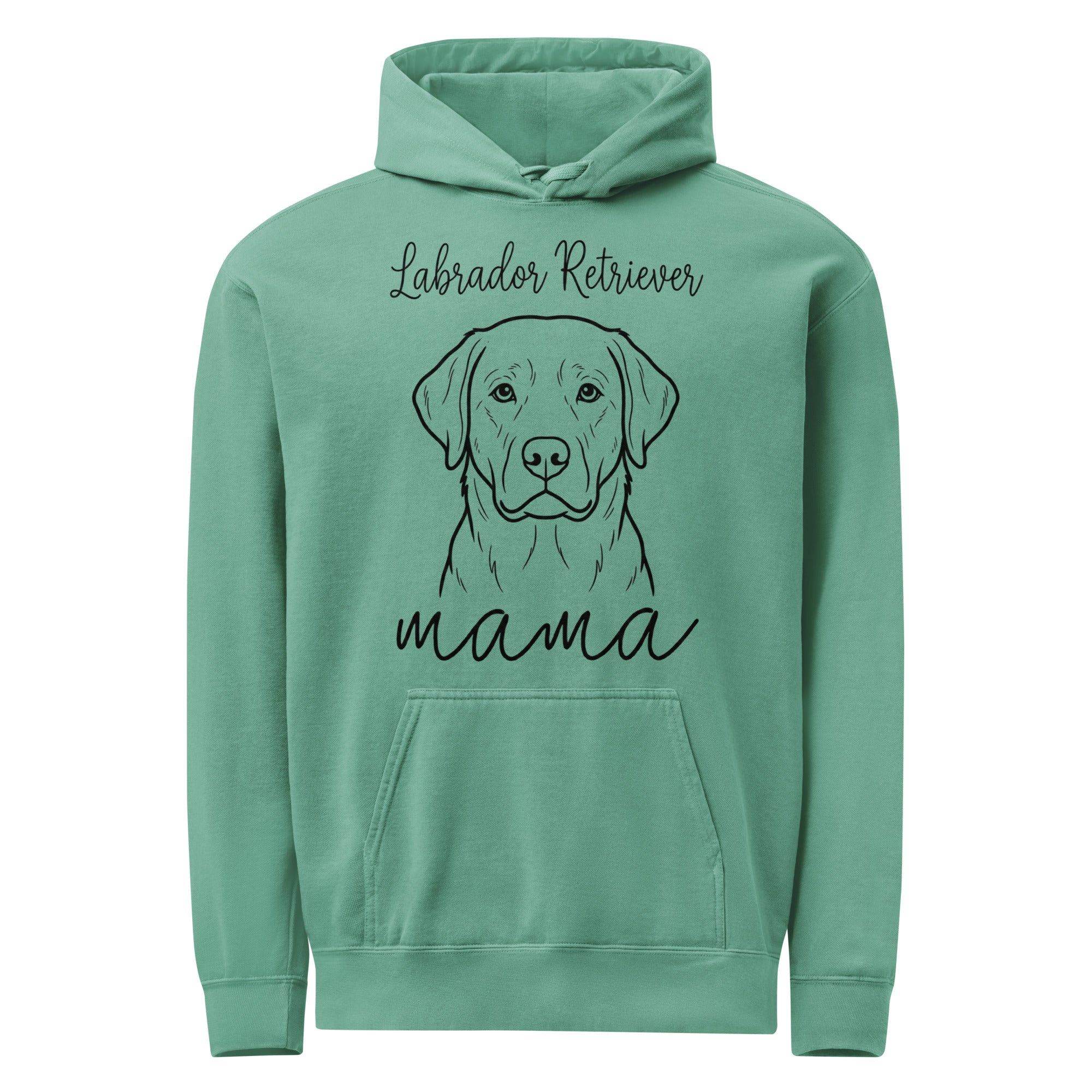 Labrador Retriever Mama Mode Garment-dyed Hoodie . Seafoam