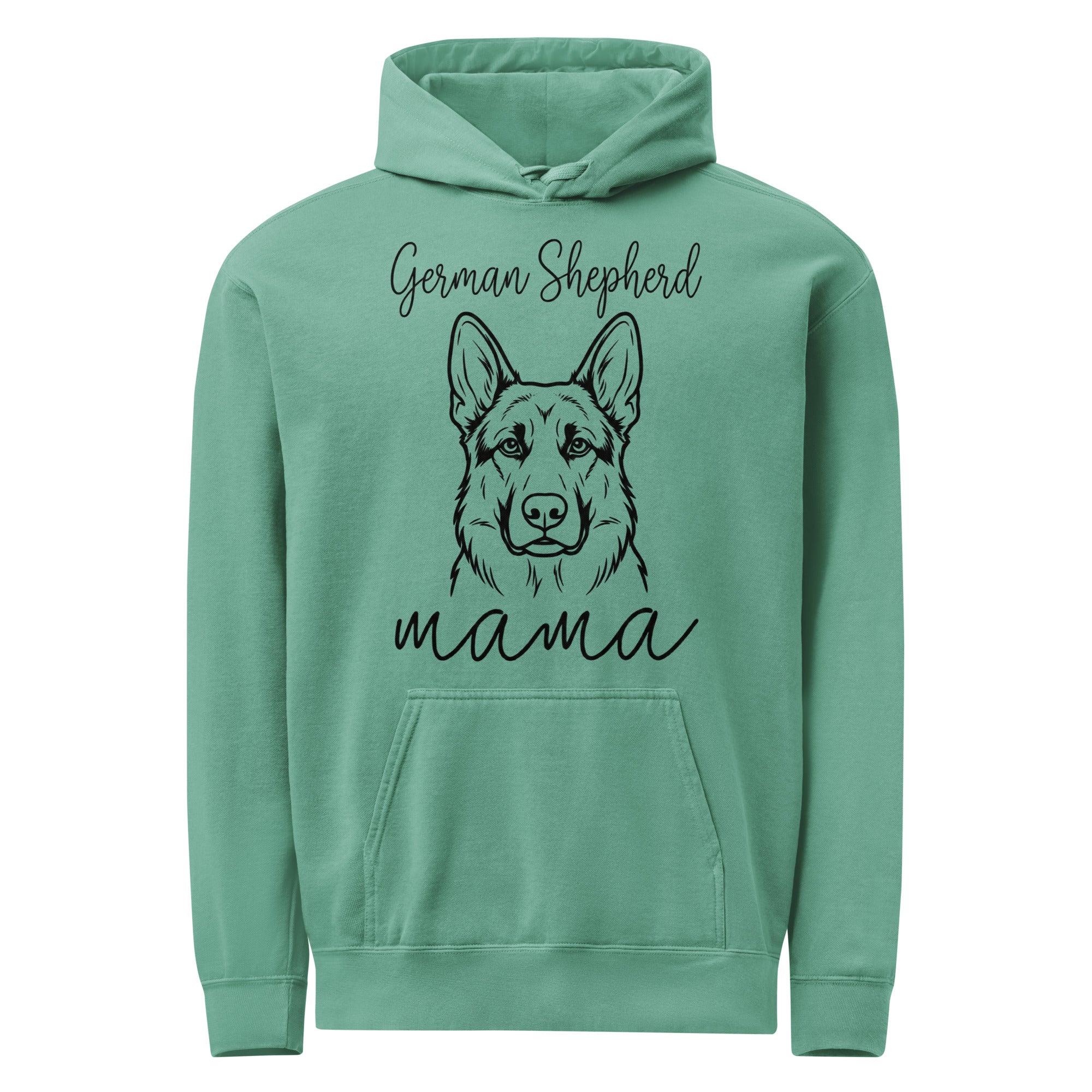 German Shepherd Mama Mode Garment-dyed Hoodie . Seafoam