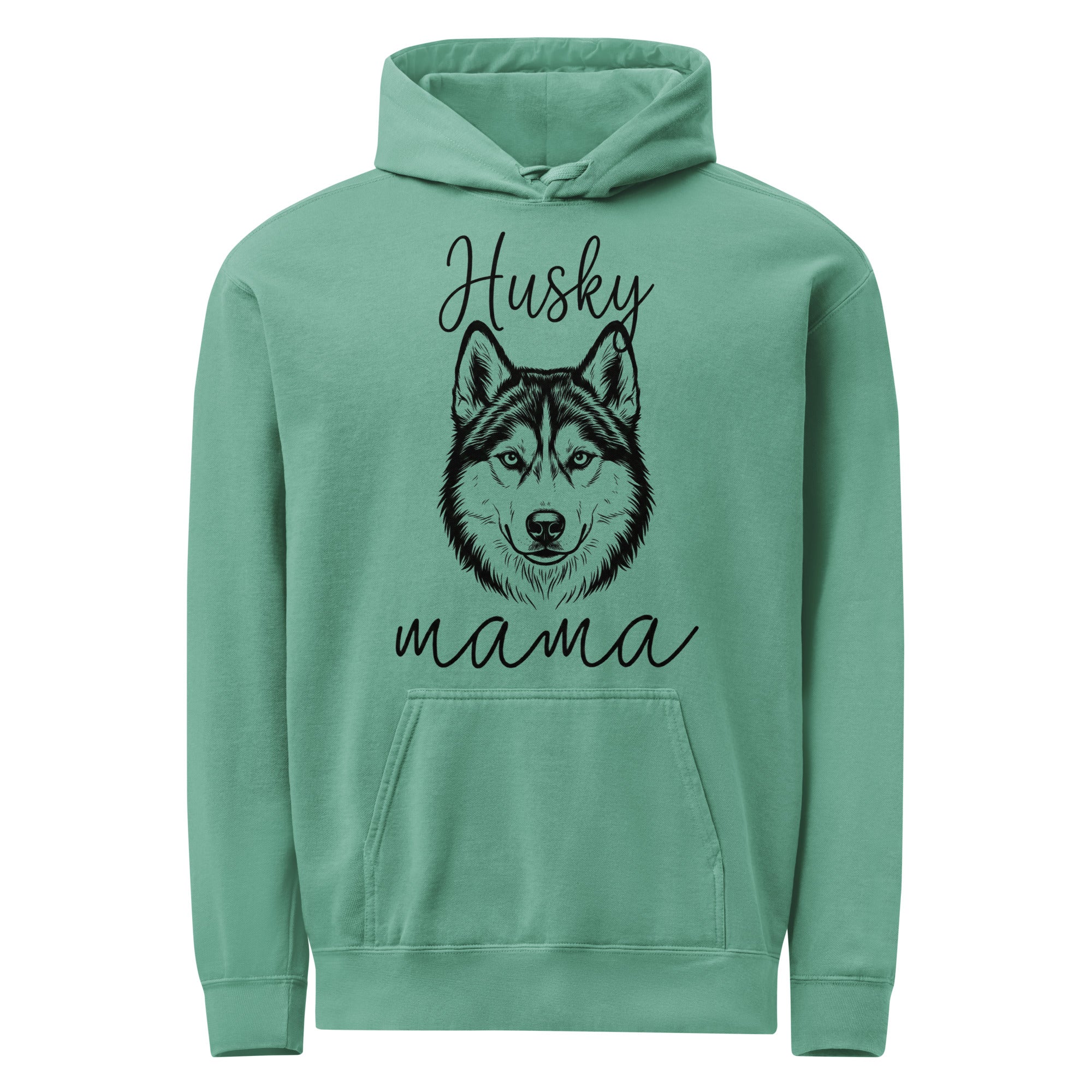 Husky Mama Mode Garment-dyed Hoodie . Seafoam