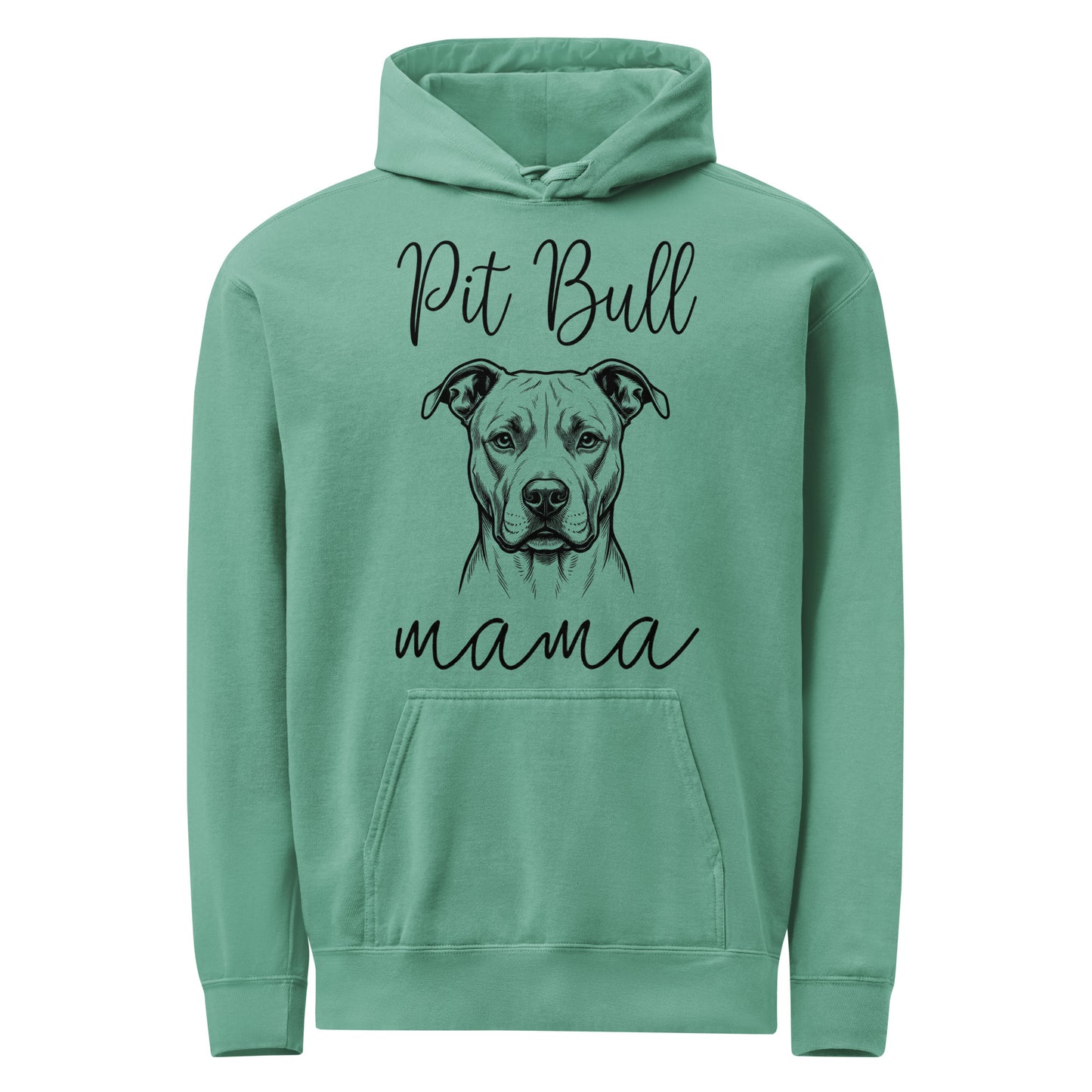 Pit Bull Mama Mode Garment-dyed Hoodie . Seafoam