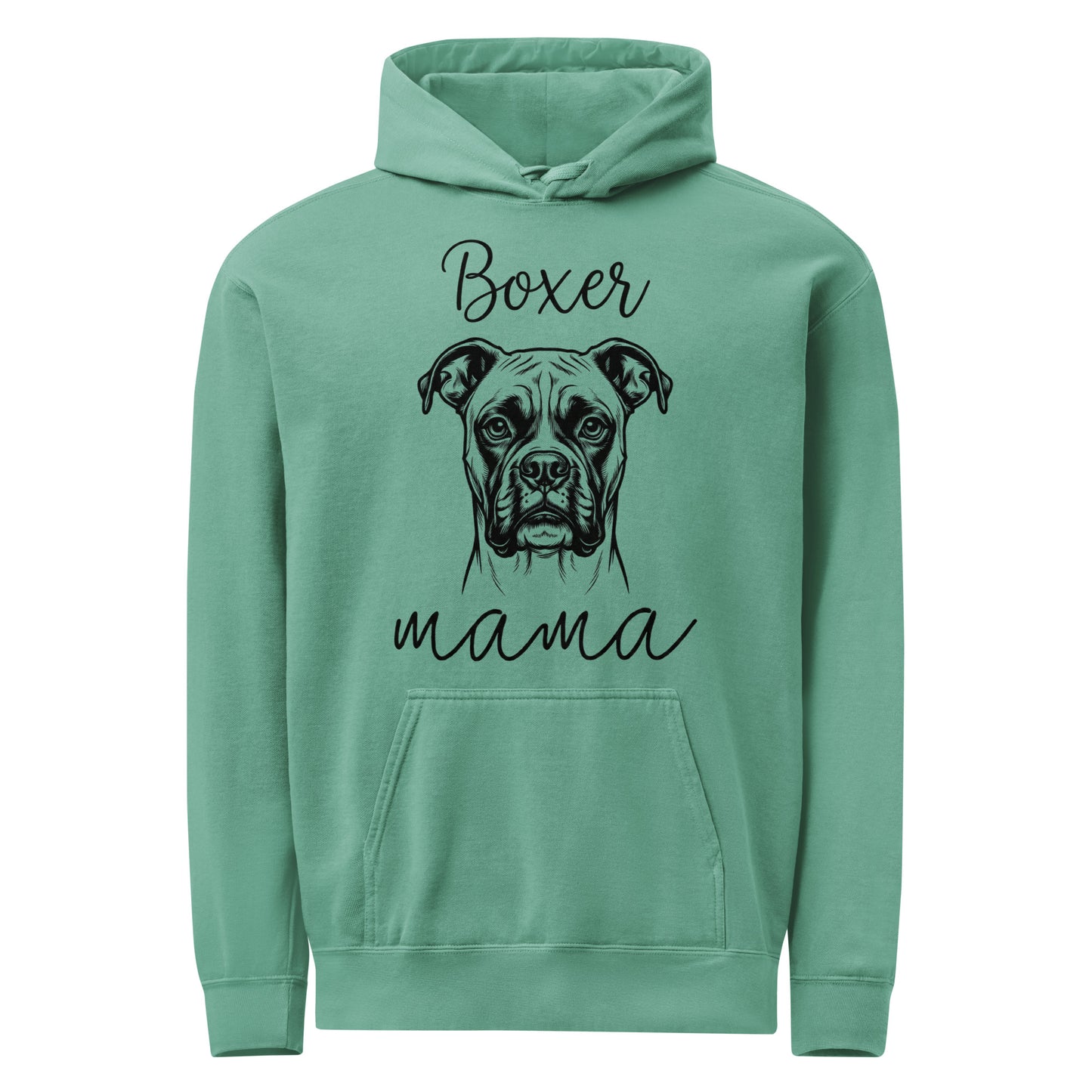 Boxer Mama Mode Unisex Garment-dyed Hoodie . Seafoam