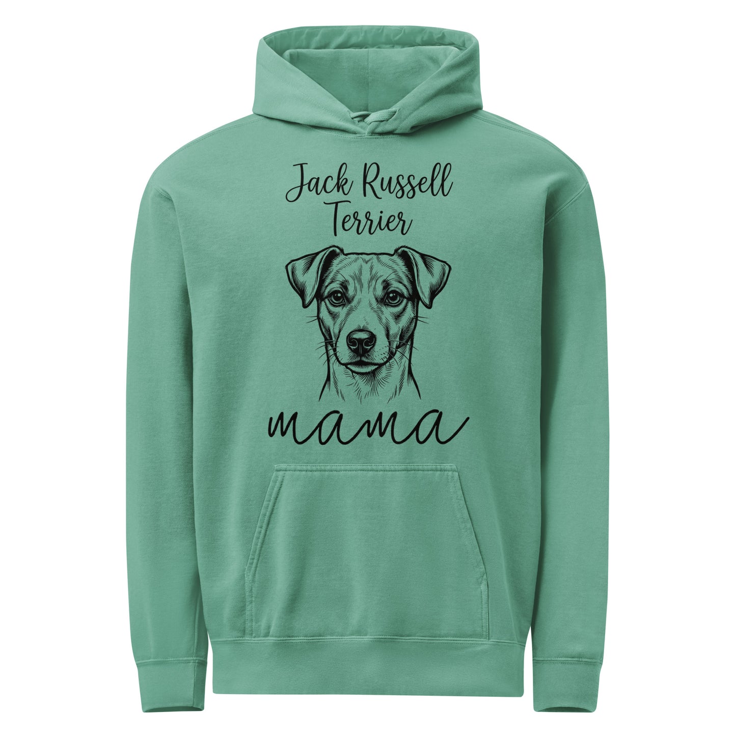Jack Russell Terrier Mama Mode Garment-dyed Hoodie . Seafoam