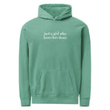 Just A Girl Who Loves Her Dane Garment-dyed Hoodie . Seafoam