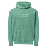 Just A Girl Who Loves Her Bully Bull Terrier Garment-dyed Hoodie . Seafoam