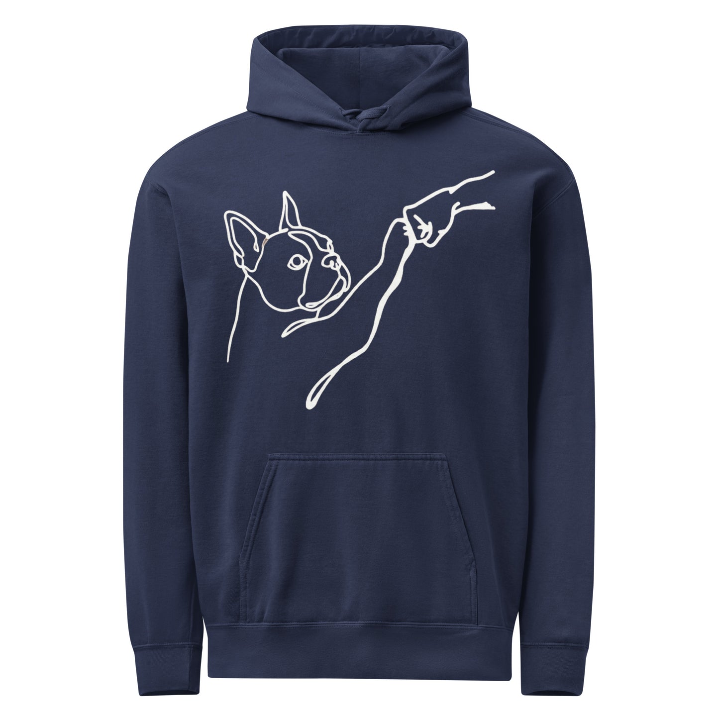 Dog Fist Bump Unisex Garment-Dyed Hoodie . True Navy