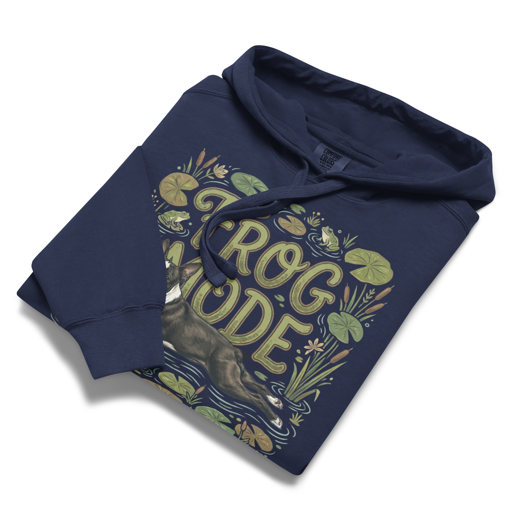 Frog Mode Boston Terrier Dog Frog Legs Unisex Garment-Dyed Hoodie .