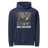 Built Different Strong Boston Terrier Dog Gym Workout Unisex Garment-dyed Hoodie . True Navy