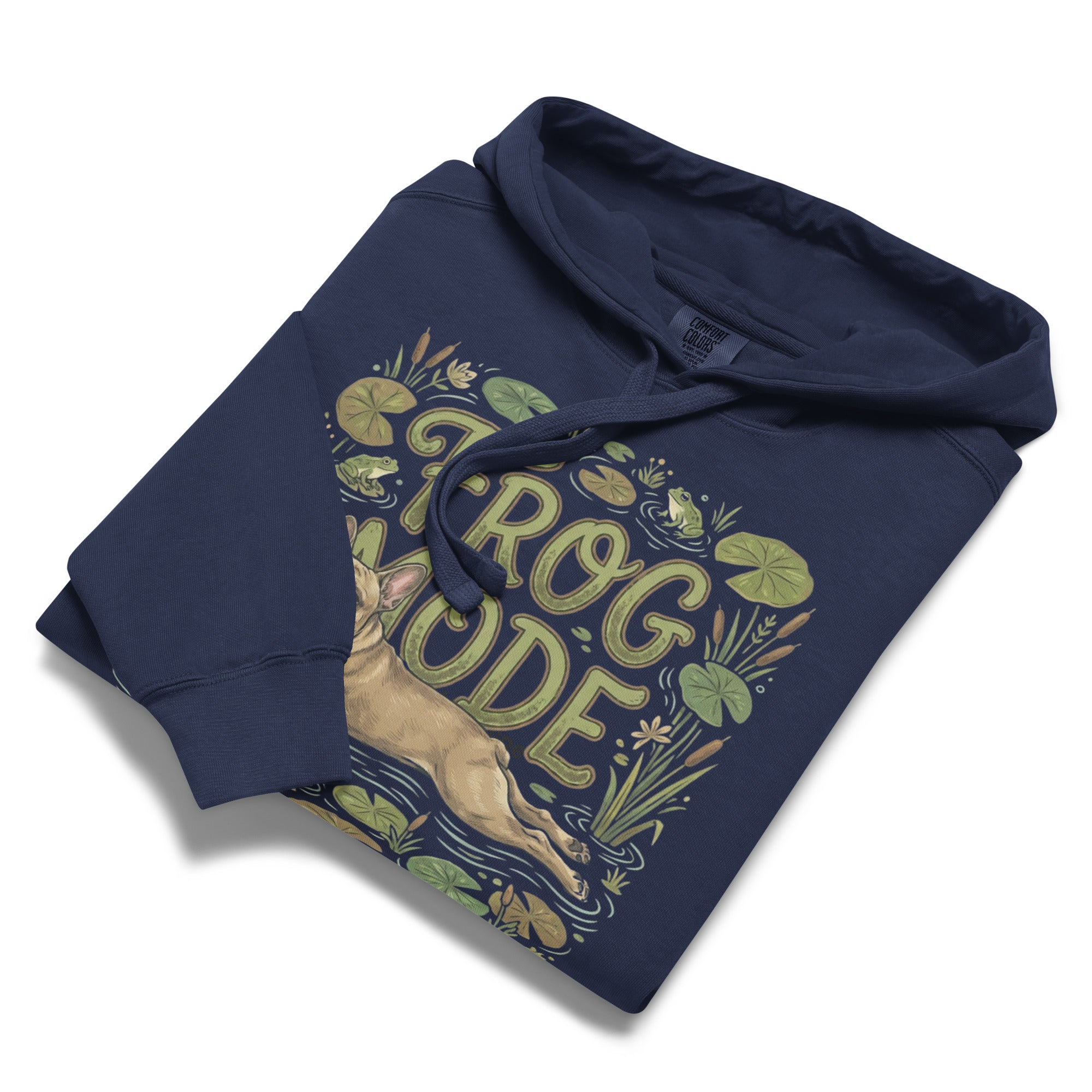 Frog Mode French Bulldog Unisex Garment-dyed Hoodie .