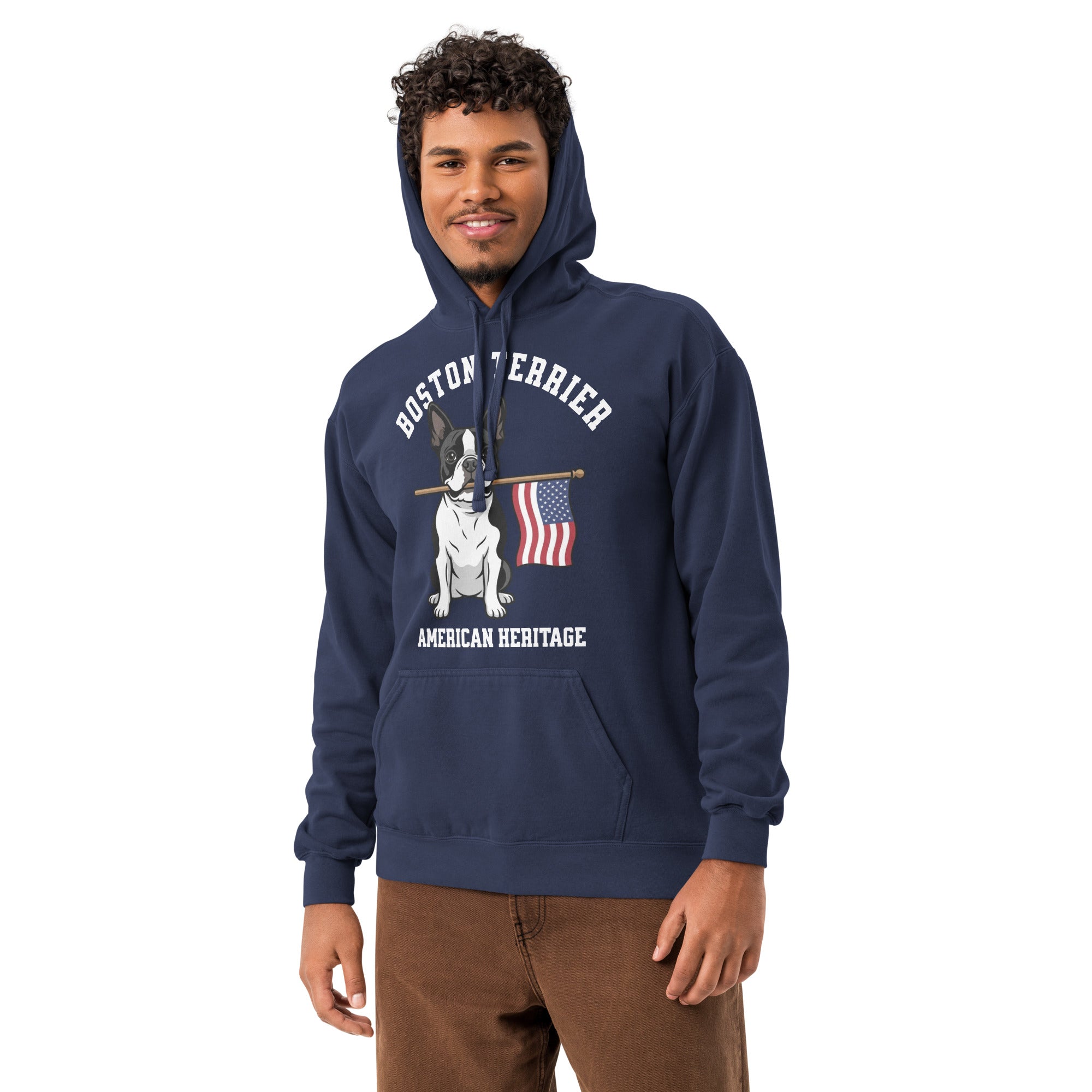 American Heritage Boston Terrier Dog Unisex Garment-dyed Hoodie