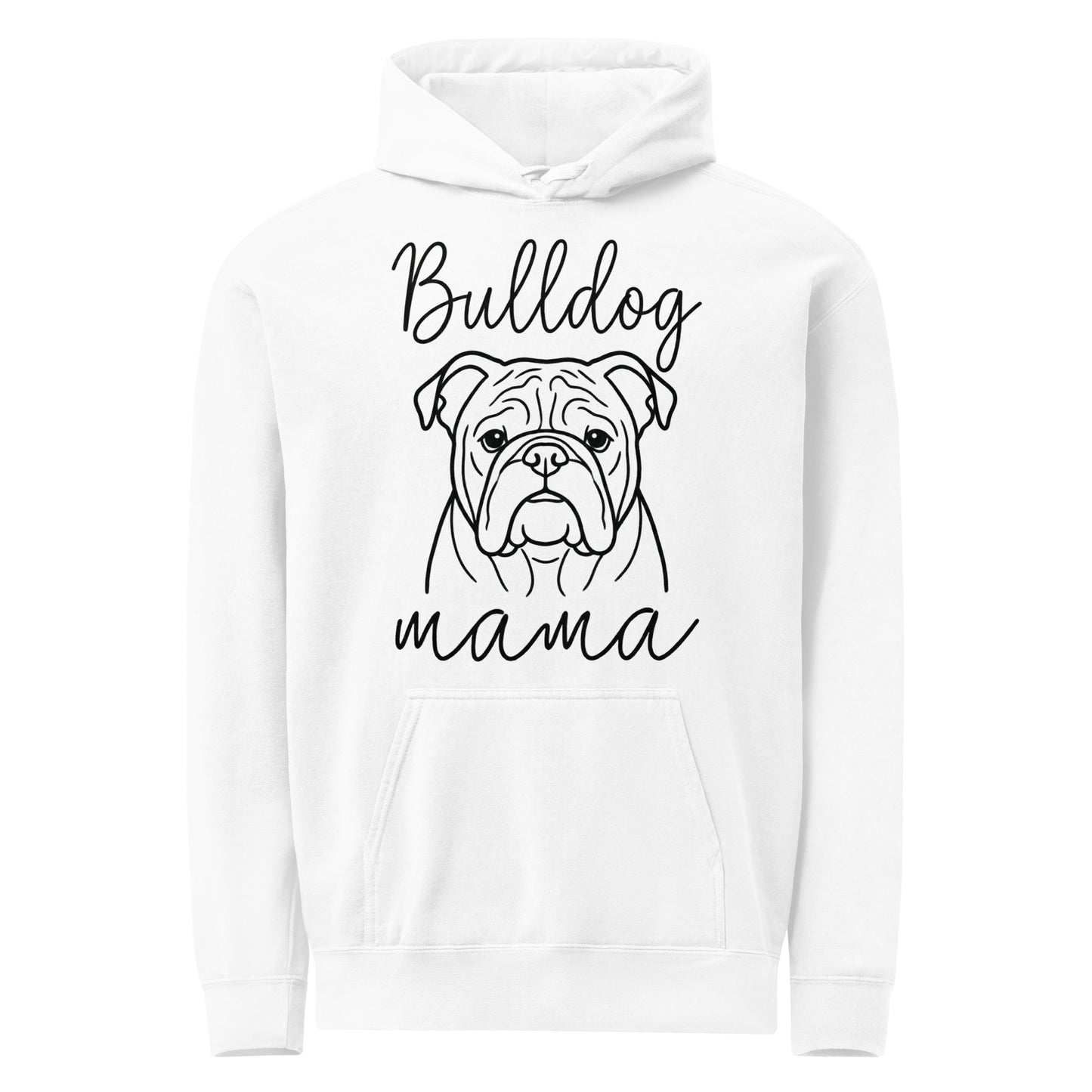 English Bulldog Mama Mode Garment-dyed Hoodie . White